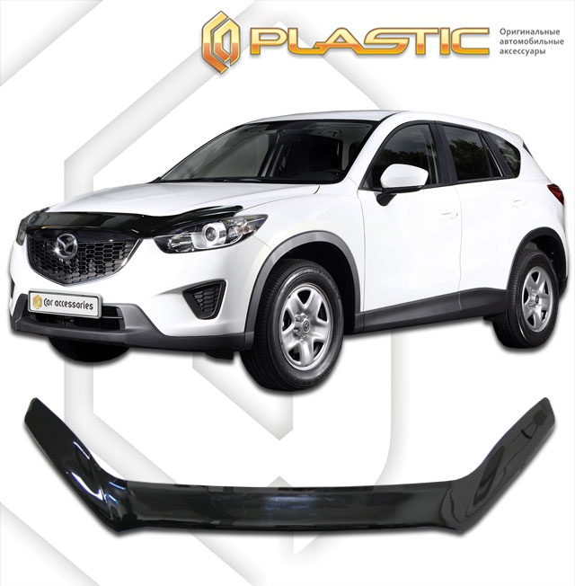 Дефлектор капота (exclusive) (Classic черный) Mazda CX-5 2012-2017 СА ПЛАСТИК (Арт.764-DFE-CB)