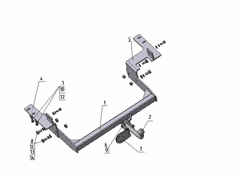 Фаркоп AvtoS для Hyundai Starex 4WD, Hyundai H1 4WD