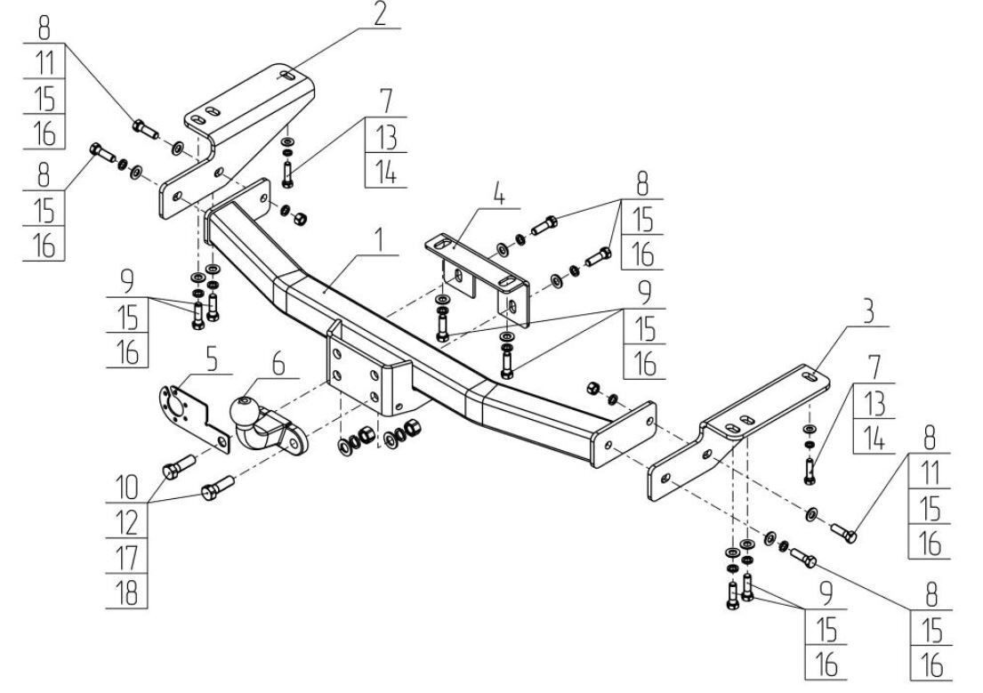 Фаркоп AvtoS для Toyota Land Cruiser Prado