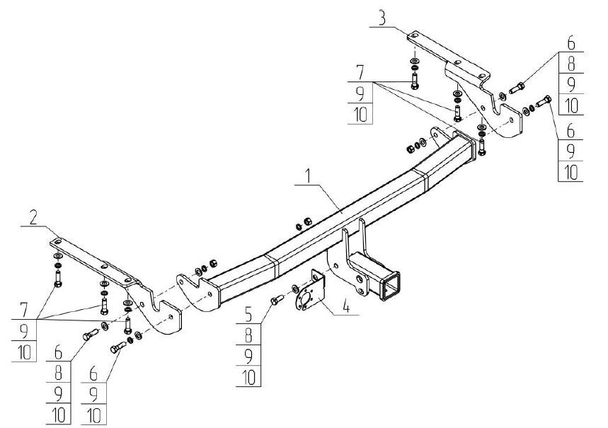 Фаркоп AvtoS для Toyota RAV4, горизонтально-съёмный