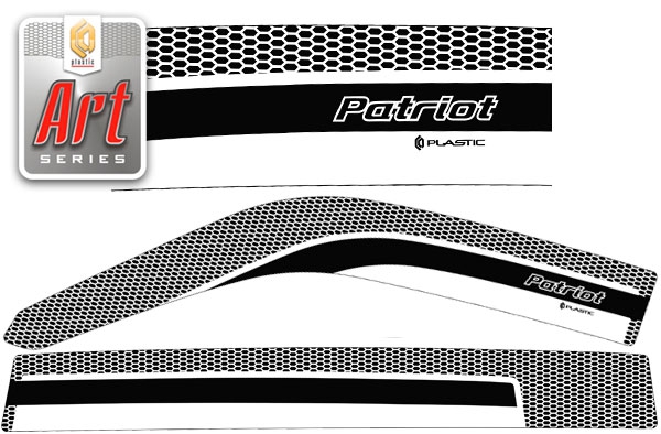 Дефлекторы окон (Серия Art черная) УАЗ Патриот Пикап 2014 -  г.в. СА Пластик (Арт. 2010031510520)