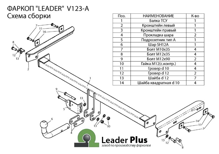 Фаркоп для VOLKSWAGEN TIGUAN (5N1),(5N2) 2007-../ SKODA YETI (5L7) 2009-.